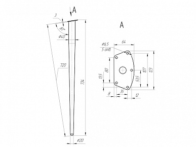 Опора конусная Н-720 белая