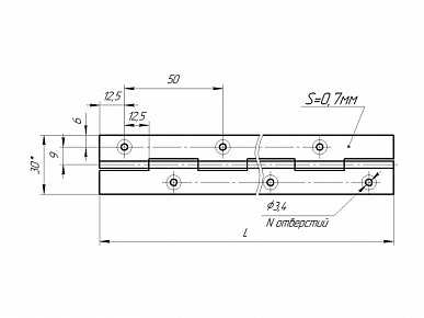 Петля рояльная L=200 мм
