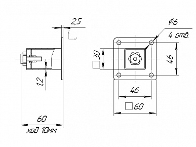 Опора 30х30х60 регулируемая черная
