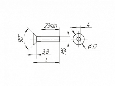 Винт М6*25 потай гол с внутр шест п.цинк