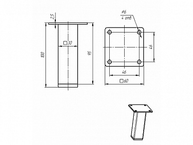 Опора 30х30х100 белая