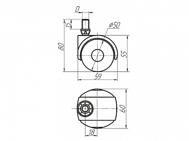 Опора колесная 8.1в. с резьбовым штырем