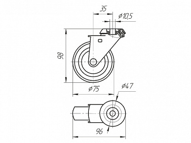 Опора колесная подшипниковая с ф10,5 