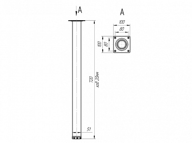 Опора ф 51х720 с приварным фланцем в сборе белая