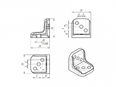Уголок 26х26х26 снежно-белый (23) - 100 шт
