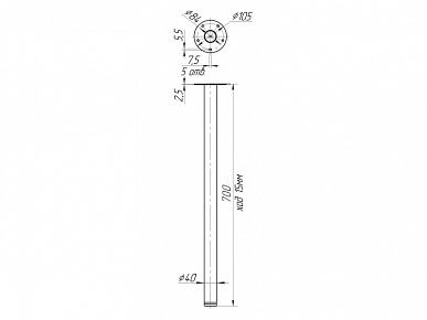 Опора ф 40х700 со съемным фланцем в сборе черная (4*16)