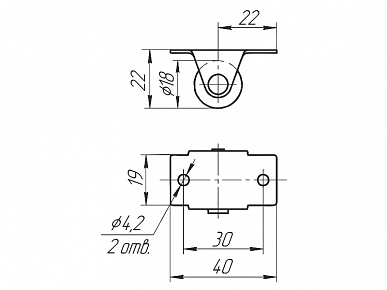 Ролик выкатной d18 с обрезиненным колесом