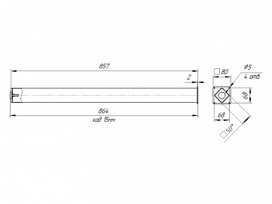 Опора 50х50х870 с приварным фланцем регулируемая серая