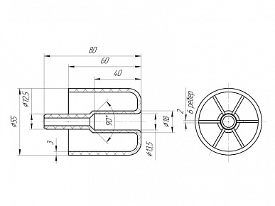 Опора мебельная стационарная h60 со штырём