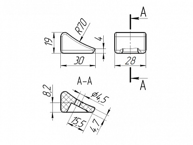 Ножка 30х19х28 (102363) серая