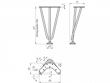 LOFT Опора кровати Н-230, золото