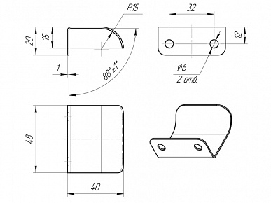 Ручка торцевая Style 32(48) белый муар