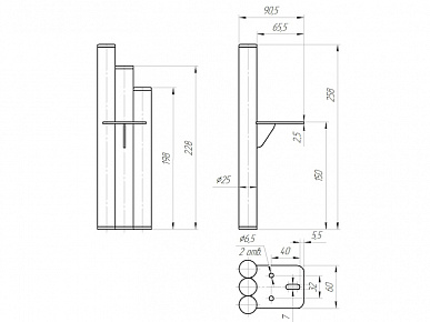 Опора Трио ф25х150 черная (комплект)