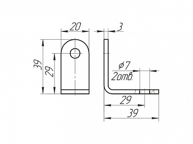Уголок 39х39х20