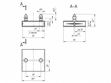 Латодержатель двойной 10х53 серый