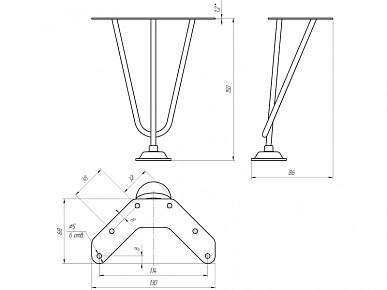 LOFT Опора комода усиленная Н-150, золото