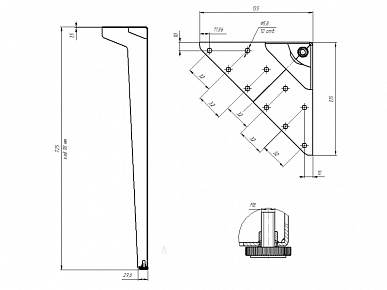 Опора "Бета" 720 регулируемая золото