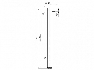 Опора ф 51х720 с поперечным закреплением черная