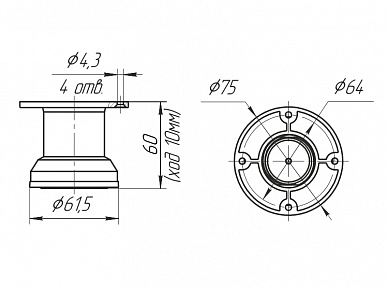 Опора Н 60 мебельная регулируемая черная