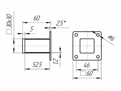 Опора 30х30х60 черная