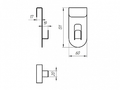 Держатель-крючок 16 мм п.порошок черный