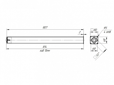 Опора 50х50х820 с приварным фланцем регулируемая белая