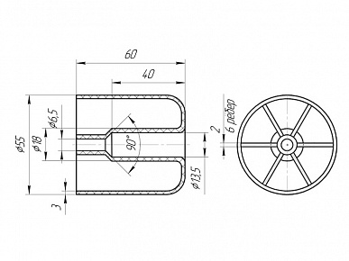 Опора мебельная стационарная h60 под шуруп