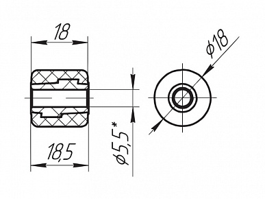 Колесо обрезиненное ролика выкатного d18