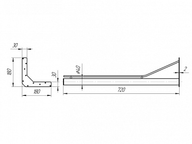 Опора ф 40х720 УНО черная