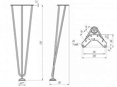 LOFT Опора табурета Н-430, золото
