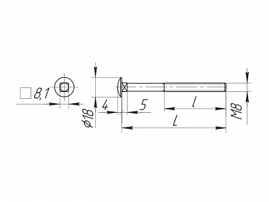 Болт М8х50, квадратный подголовок, полукруглая головка
