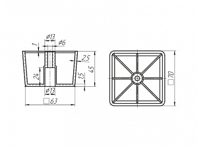Опора стационарная 70*70*45