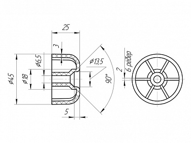 Опора мебельная стационарная h25 под шуруп