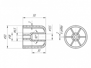 Опора мебельная стационарная h50 под шуруп