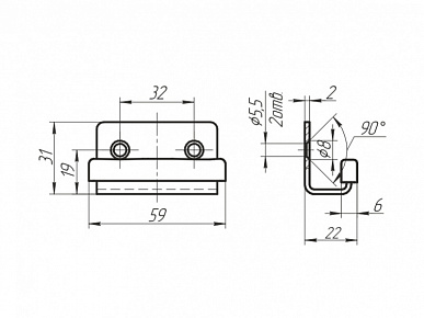 Кронштейн нижний малый МРД-2 с накладкой