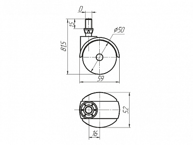 Опора колесная 9 в. с резьбовым штырем